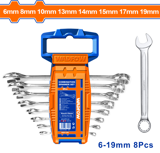 ست آچار یکسر تخت و یکسر رینگ 8 عددی وادفو Wadfow مدل WSP1208