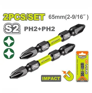 ست 2 عددی سر پیچ گوشتی دو سر PH2 چهارسو 65 میلی متر S2 دایلو مدل DTSV3K62